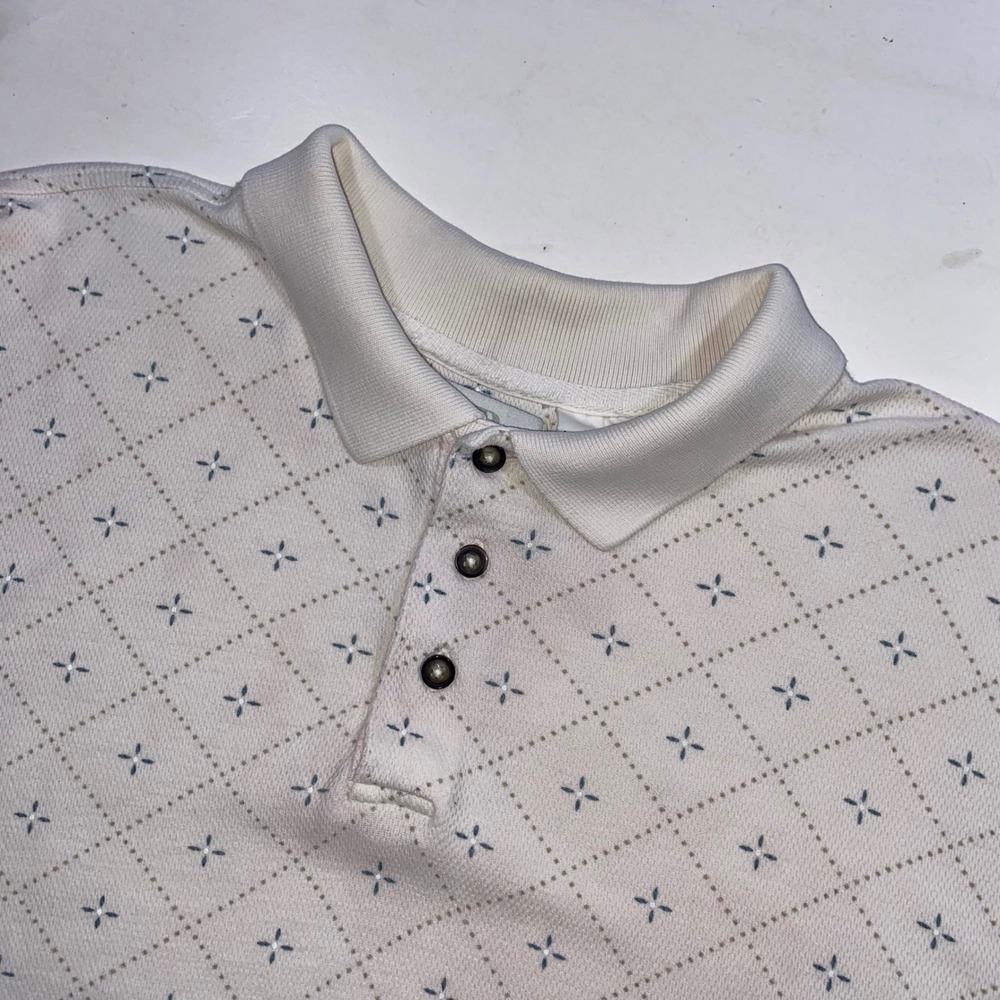 Knightsbridge Mens Large‎ Geometric Print Short Sleeve Button Neck Polo Shirt